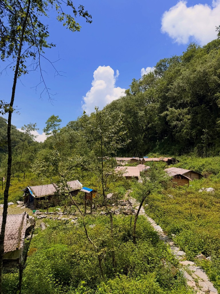 Hugu Goth settlement with teahouses on the Kapuche trek route